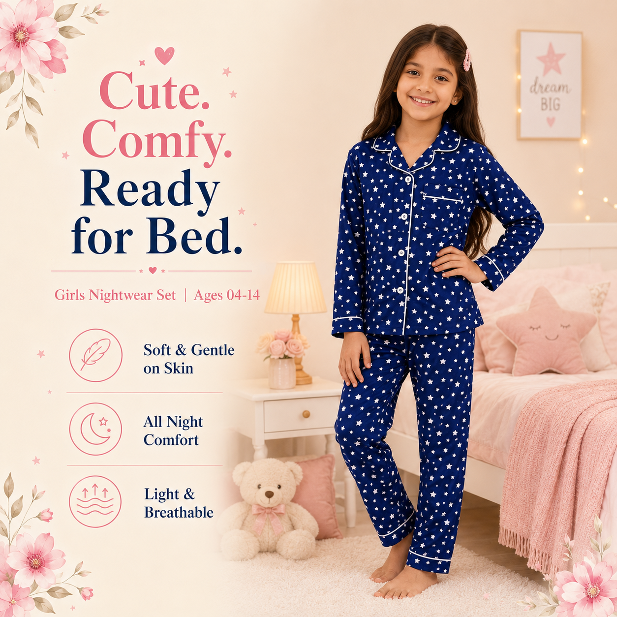 Muladhara Kids Unisex Blue Sea Animal Print Full-Sleeve Night Suit Set - Image 4