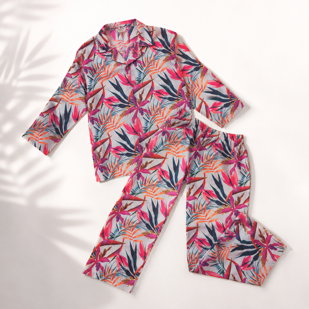 Muladhara Girls Tropical Floral Cotton Night Suit Set