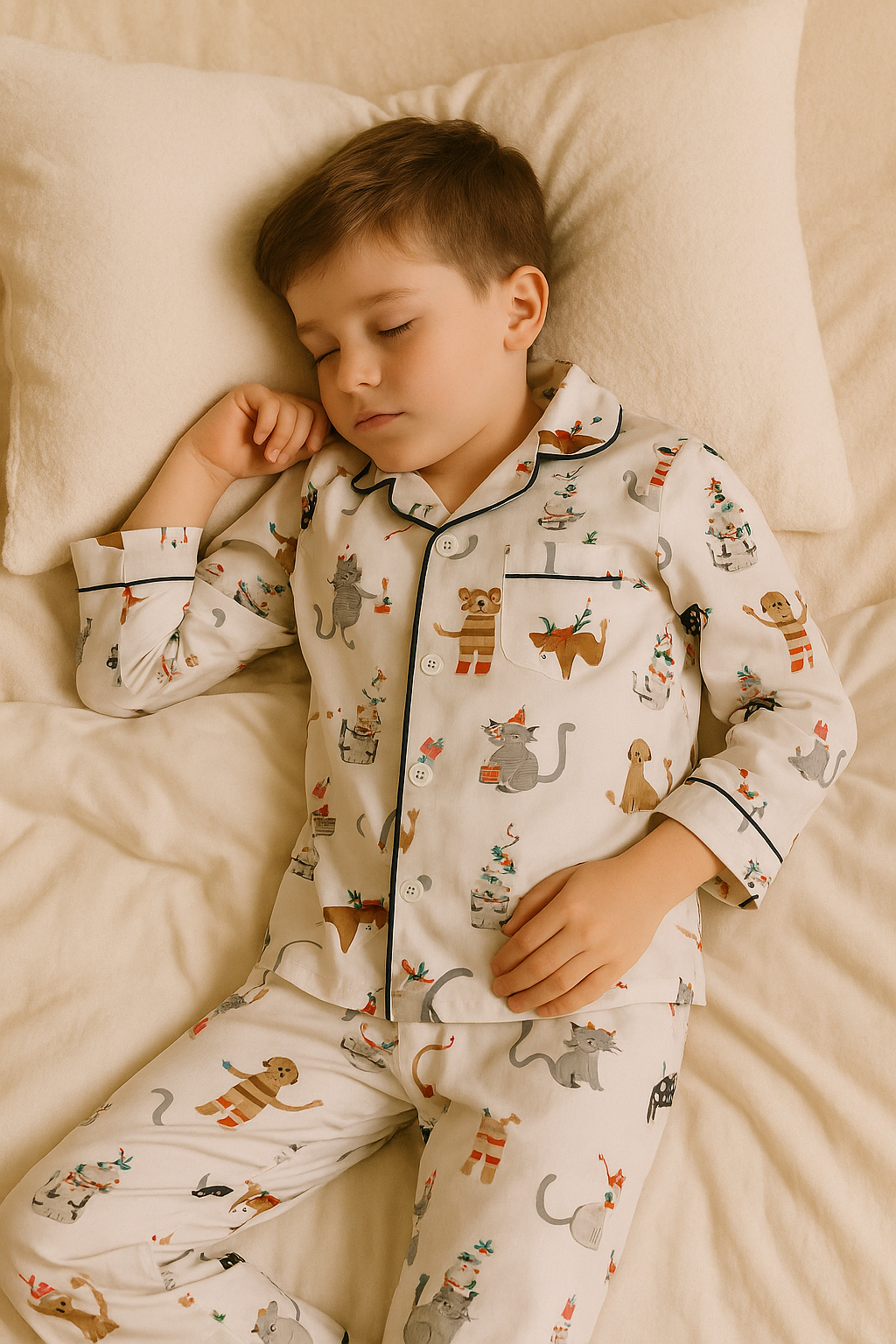 Whisker Wonderland Night Suit-Rayon Twill-Kids - Image 6