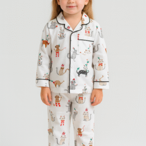 Whisker Wonderland Night Suit-Rayon Twill-Kids