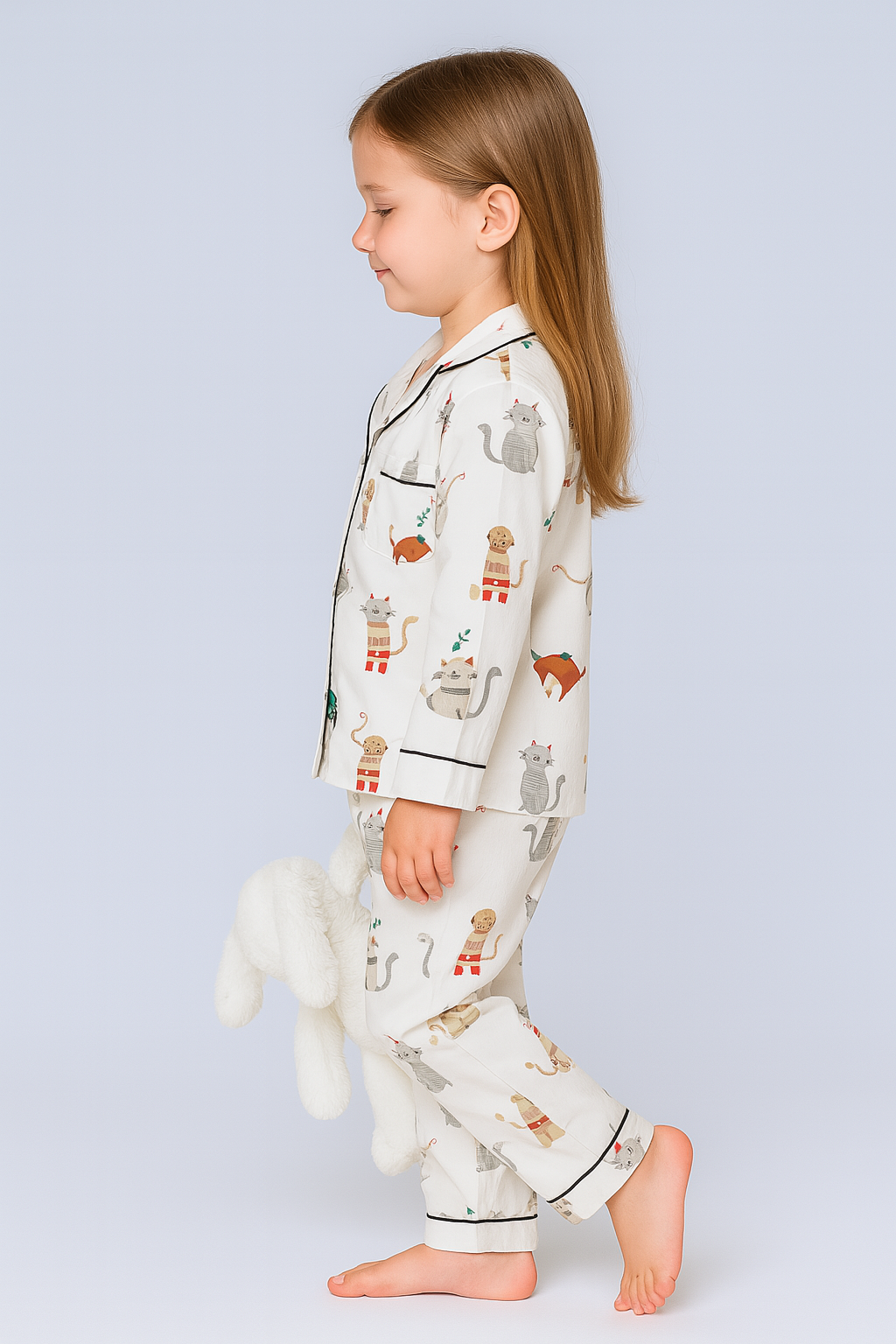 Whisker Wonderland Night Suit-Rayon Twill-Kids - Image 3