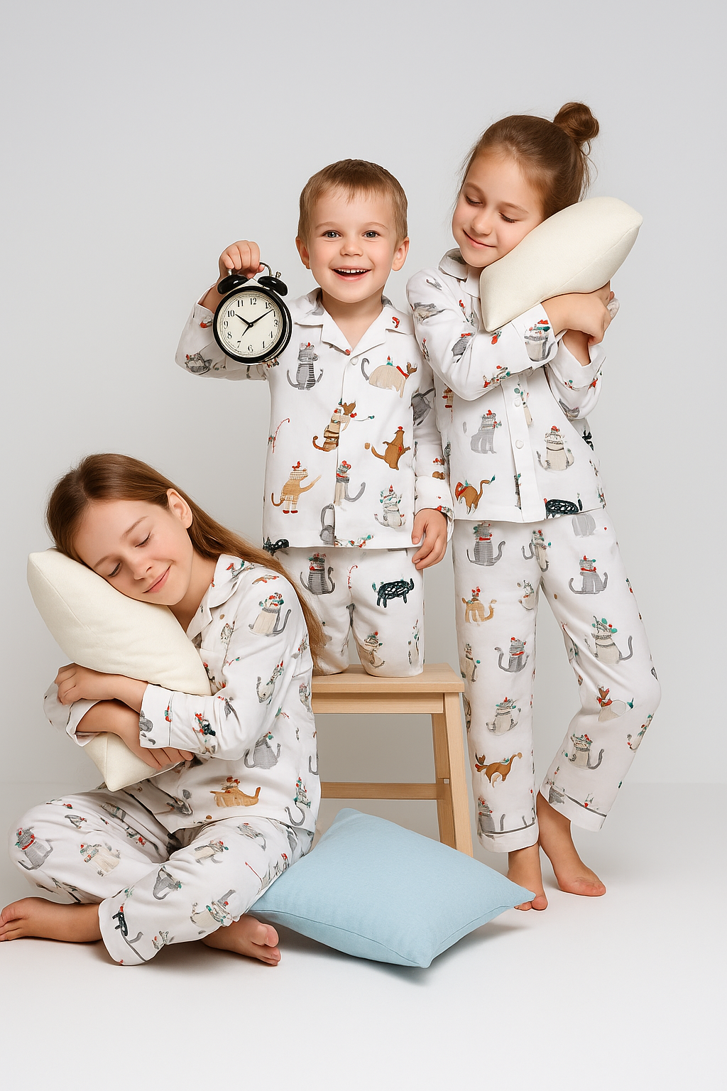 Whisker Wonderland Night Suit-Rayon Twill-Kids - Image 5