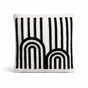 Abstract Tufted Cushion Cover Black & Cream | Muladhara Eco Clothing