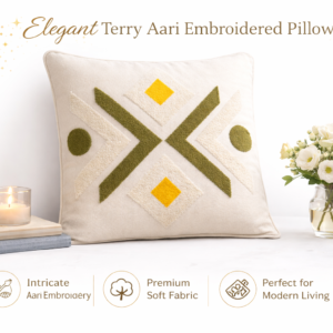 Terry Aari Embroidered Cushion Cover | Muladhara Eco Clothing