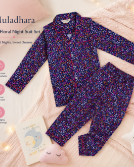 Muladhara Kids Floral Print Cotton Night Suit Set